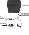 UV Resin Curing Box with AC/DC adaptor, optional timer, cable hole, and reserved fan port for SLA DLP LCD 3D printers