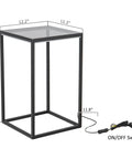 Dope LED End Table With Lamp Bedside Nightstand And Coffee Table Black Geometric Rectangle Metal Desk Lamp size view with switch