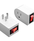 Grounded Outlet Extender With Easy Toggle On Off Switch Two Pack Three Prong Wall Tap Power Adapter, white