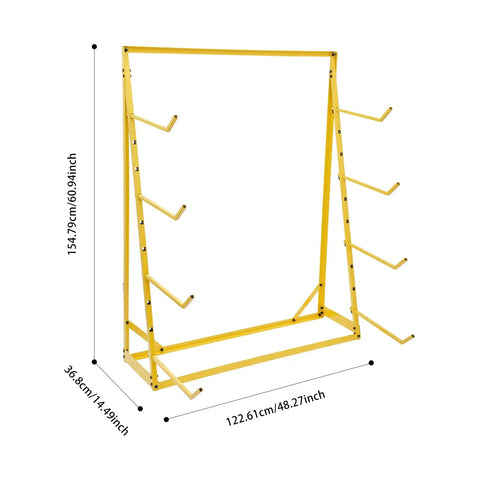 Heavy Duty Four Tier Cantilever Storage Rack With Badass 440 Lb Capacity Adjustable Pipe Organizer And Zero Hassle Freestanding Lumber Setup For Real Garage Grind Meant To Handle Long Boards Without Drilling In Bright Yellow