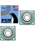 Two Pack Pillow Block Bearing Set With 1.5 Inch Bore Self Aligning Chrome Steel 52100 Square Flange Mounted Bearings