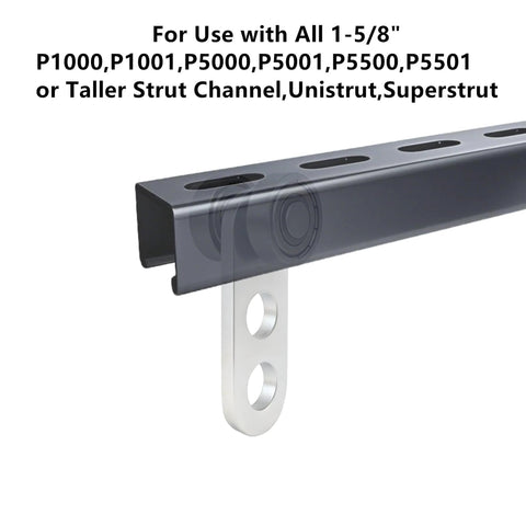 Two Wheel Silent Trolley Assembly Rollers for 1-5-8 Inch Wide and Taller Strut Channel shown with strut channel compatibility.