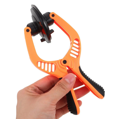 Phone Screen Separation Tool With Suction Cup Pliers For Fast Durable Mobile Screen Repairs DIY Ready Pro Kit in orange, side view