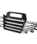 Long Flex Ratcheting Box End Wrench Set 4 Piece With Holder Extra Long Reach For Maximum Leverage Sizes 5/16 To 3/4 Inch Wrenches