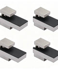 Four Pack Mini Brushed Zinc Alloy Glass Shelf Clamps With Rubber Cushions, adjustable brackets for 5-15mm glass shelves.