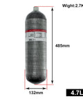 High Pressure 4500 PSI Air Tank For PCP Airguns With 4.7 Liter Capacity, Integrated Regulator And Gauge, M18x1.5 Thread, Side View