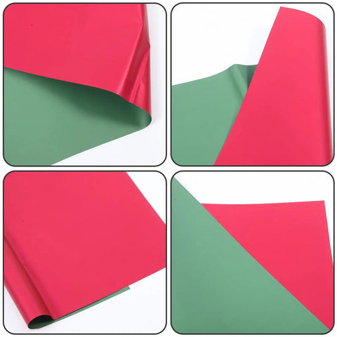 Double Sided Floral Bouquet Wrapping Paper For Gift Packaging Totally Nice Flower Wrap Sheets showing red and green sides