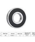 Front view of Skweawert 688-2RS deep groove ball bearing, 8x16x5 mm, chrome steel with black rubber seals.