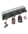 Ultra Handy Wall Key Holder With 4 Hooks And Dual Adhesive Tapes, Rust-Resistant Stainless Steel Key Rack For Door, Entryway, Black Finish