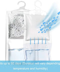 6 Pack Moisture Absorber And Odor Eliminator Hanging Bags For Closets, Charcoal Activated Carbon Dehumidifier, water absorption diagram