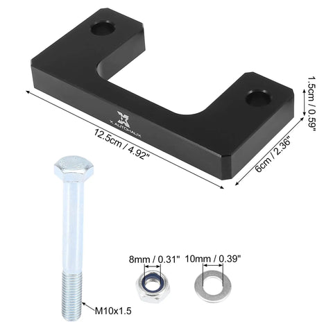 One Inch Front Leveling Lift Kit And Heavy Duty Strut Spacers To Drop The Sag And Raise The Bar For Chevy Silverado 1500 And Gmc Sierra 1500 Pickup Trucks 2007 Through 2019, black aluminum spacer with bolt and washer.