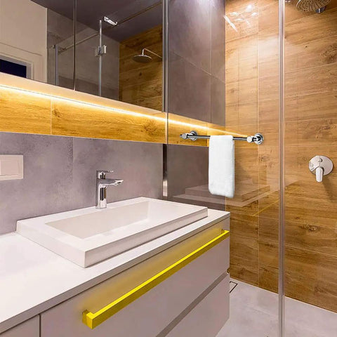 24 Inch Suction Cup Towel Bar No Drill For Smooth Surfaces Only Chrome Finish in modern bathroom setting