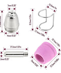 Top Tier 100Pc Plasma Cutter Consumables Kit With Ag-60 Electrode Nozzle And Ceramic Cup for precise cutting, showing parts and measurements.