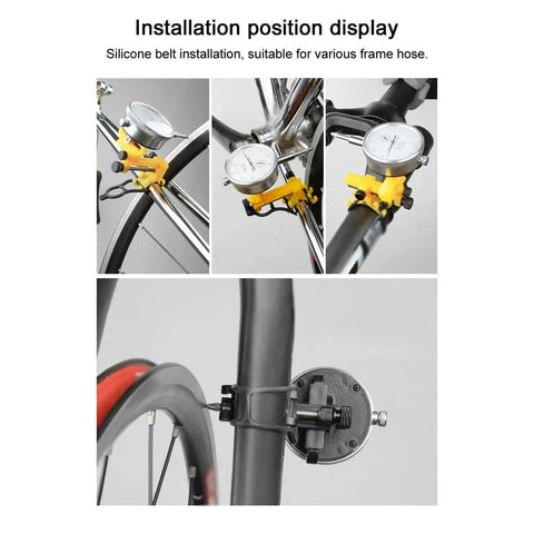 Bike Wheel Truing Stand With Percentage Gauge For 26 Inch To 29 Inch Wheels Portable Home Repair Stand Attached to Bike
