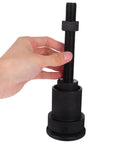Hand holding Pro Grade Differential Seal Installation Tool Kit For Front Inner Axle Seals With Thrust Bearing, heavy duty metal tool