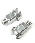 Two Pack Air Cylinder Rod Clevis End Y Connector 28mm Length M6x1 Female Thread Iron Joint For Pneumatic Linkage Durable And Easy To Install Silver Finish 16mm Bore 6mm Inner Clearance, two silver iron clevises