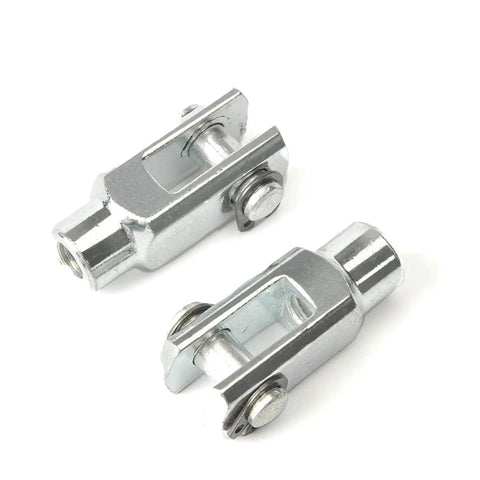 Two Pack Air Cylinder Rod Clevis End Y Connector 28mm Length M6x1 Female Thread Iron Joint For Pneumatic Linkage Durable And Easy To Install Silver Finish 16mm Bore 6mm Inner Clearance, two silver iron clevises