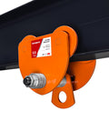 Beefy Heavy Duty 0.5 Ton Beam Trolley With Four Wheels Manual Push for I Beams Dual Track Rollers 1100 Lb Capacity Installed on Rail