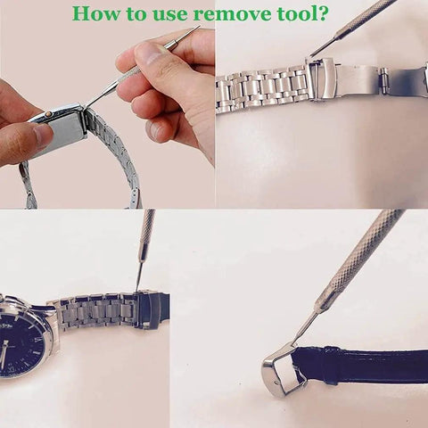 Watch Band Link Removal Kit For Metal And Stainless Steel Bands Pro Grade Tool used to adjust watch band links.