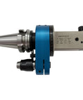 Top Shelf Er11 90 Degree CNC Angle Head Adapter For Milling Machines Featuring Bt50 Taper And 5000 Rpm, side view showing blue alloy design.