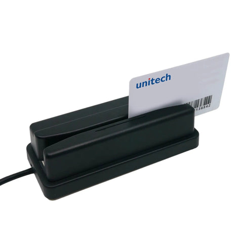 Rugged 1D Barcode Card Reader With IP54 Seal Built Tough With Wide Reading Slot And Flexible Angles For Multi Directional Installation PC Programmable USB Compatible Broad Device Compatibility Reads 50mm To 700mm Range For Fast Reliable Data Capture with card insertion displayed.
