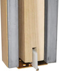 Hidden Pocket Door Guide Kit 2041PLBG with 2 posts, showing wood door groove installation, brass aluminum finish, Made in USA