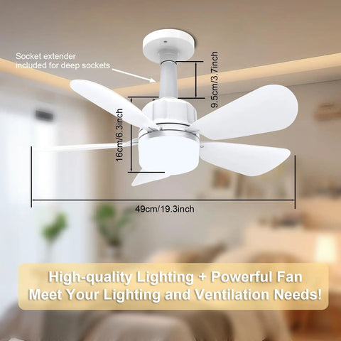 Easy Peasy 19 Inch Screw In Ceiling Fan Light Kit With Remote Control Dimmable Led Bulb And Sleek Five Blade Design shown from below