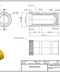 Technical drawing and image of brass anchor from Brass Pool Cover Anchors 10 Pack For Concrete Inground Pools Universal Fit All Weather Rust Resistant Easy Install Closing Kit For Seasonal Safety And Year Round Pool Protection.