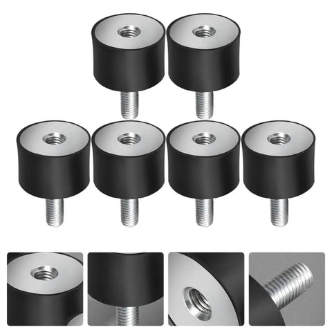 Six Pack Black Rubber Engine Mount Mats With Damping Elements For Superior Vibration Isolation And Stable Support On Machinery, Fitness Equipment, And DIY Projects, black rubber mounts