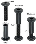 50 Pcs M6x25mm Furniture Bolts Black Hex Screws And Barrel Nuts Kit Binding Post Screws For Furniture Connectors Bunk Bed Hardware And Woodworking Tools, showing maximum and minimum bolt measurements