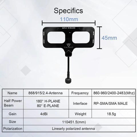 Three In One Passive Directional Antenna 5dBi For 2.4GHz 915MHz 868MHz RC Transmitters FPV Drones Remote Controllers And RF Modules SMA Male Connector with specifications