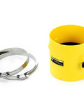 Magswitch Quicklox Air Gate Four Inch Dust Collection Valve With Quick Lock System, yellow valve with metal clamps.