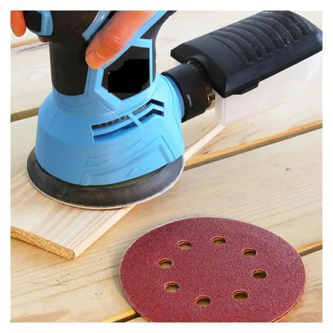 Grab These 100PCS 5 Inch Sanding Discs With 8-Hole Hook And Loop Fastener For Smooth Finish, 60 To 1500 Grit Set in use with orbital sander.