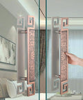 Two Sided Stainless Steel Barn Door Pull Handle For Interior And Exterior, Rectangle Antique Wood Look Push Pull Door Handle