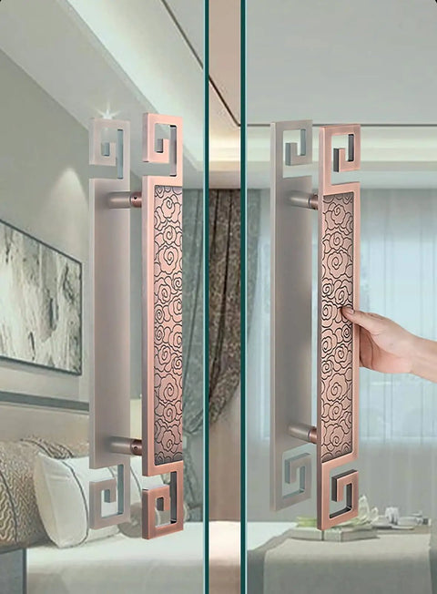 Two Sided Stainless Steel Barn Door Pull Handle For Interior And Exterior, Rectangle Antique Wood Look Push Pull Door Handle