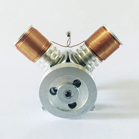 Mini Metal V Type Double Cylinder Electromagnetic Engine Model V2 Working Demonstration Toy For Hands On Physics Experiment With Six To Twelve Volt Supply front view