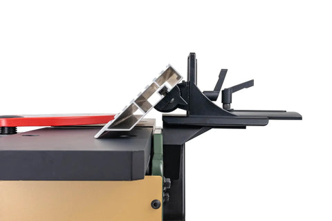 Six Inch Spiral Cutterhead Benchtop Jointer Loaded With Teflon Coated Aluminum Tables showing blade adjustment mechanism.