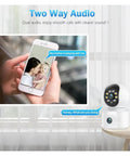 6Mp Dual Lens Wifi Ip Camera With Built In Screen Features Ai Human Detection Smooth Auto Tracking And Flat Out Reliable Ptz Pan Tilt Zoom Tech To Deliver Big Time Indoor Outdoor Security with smartphone showing clear video call.