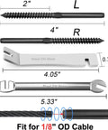 60 Pack Black T316 Stainless Steel Left And Right Hand Thread Swage Lag Screws For Wood Posts One Eighth Inch Cable Railing Kit with wrenches