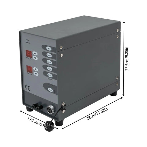 100W Pulse Arc Jewelry Welder Kit For DIY Permanent Jewelry 110V Spot Welding Tool, front view, dimensions visible