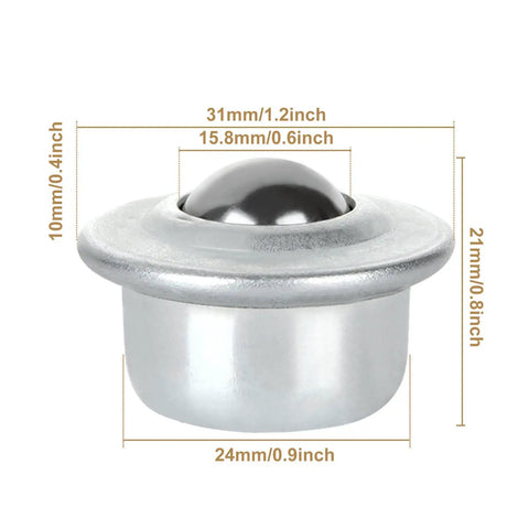 Bad Boy 16 Piece Carbon Steel Ball Transfer Bearings, 5/8 Inch CY-15H Roller Casters Deliver Smooth 360 Degree Swivel Action, Rock Solid 44 Pound Load Rating For Conveyor Rigs And Workshop Gear