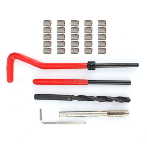 30 Piece Thread Repair Kit With Stainless Steel M6x1 Threaded Inserts And Drill Tap Wrench Set for Aluminum Auto Parts shown