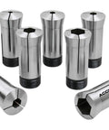 Seven Piece Five C Hex Collet Set One Quarter Inch To Seven Eighths Inch, Precision Hardened And Ground, Ultra Low Runout 0.0005 Inch TIR