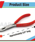 Set Of 2 Ring Opening And Ring Closing Pliers For Body Piercing Captive Bead Tools Stainless Steel With Red Dip Finish Durable And Easy Grip Ideal For Piercing Jewelry Making And Maintenance, showing plier size of 5.5 inches.