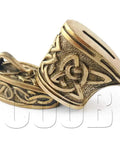 Finger Guard Bolster And Pommel Knife Handle Set For Custom Blade Making with hand cast bronze detailing.