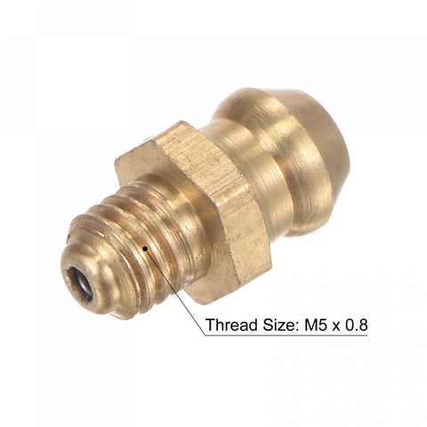 Close-up of Brass Straight Grease Fitting M5 X 0.8mm Thread Hydraulic Fittings Set, showing thread and hex design.