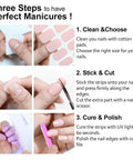 Step-by-step application of Semi Cured Gel Nail Strips In Brick Red Marble Fall Brown 20 Pack Nail Wraps For Easy DIY Manicures UV Light Required Salon Quality Quick Application And Removal.