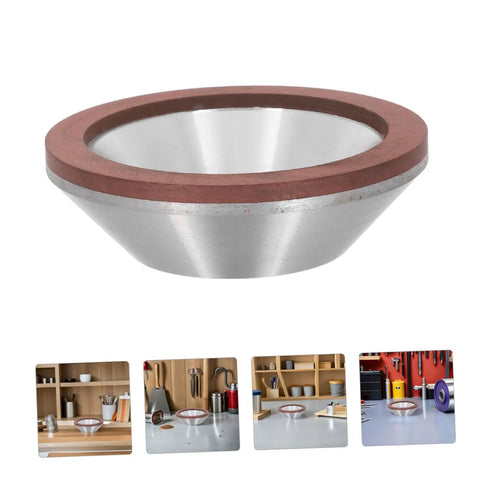 Top Tier Cup Shaped Diamond Grinding Wheel 100mm Rock Solid For Stone Metal And Concrete Sharpening And Grinding Tasks With Smooth Finish, angled view.