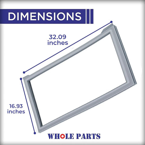 Premium Replacement French Door Gasket Seal For Refrigerator W10830274, dimensions 32.09x16.93 inches.