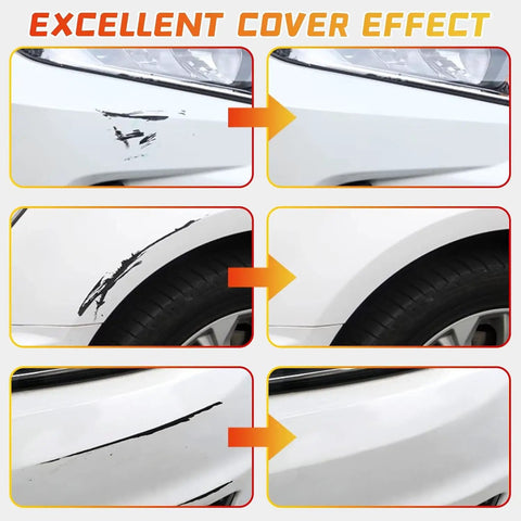 Before and after comparison of a car scratch repaired with 2-In-1 Car Touch Up Paint Pen For Quick Scratch Repair And Seamless Color Fill